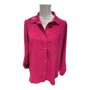 Lakiki Pink Button Down Blouse Size S